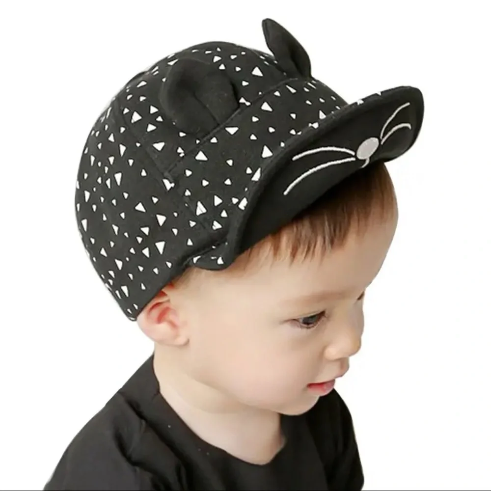 Cute Cat Style Baby Cap for Boys Girls, Kid Hat, Cotton, Snapback, 5 - 24 M